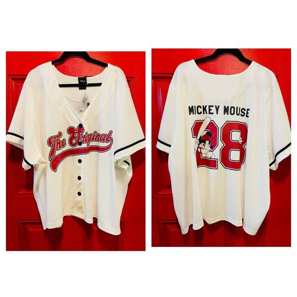 Torrid Disney Mickey Mouse Baseball Jersey‎ Button Front V Neck Top 5X New - Picture 1 of 3